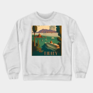 Turkey Coastline Vintage Travel Art Poster Crewneck Sweatshirt